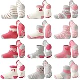 Yunguui Stoppersocken Kinder,12 Paare,Antirutsch Socken Baby,Baumwolle Antirutschsocken für Baby Kinder Mädchen Jungen