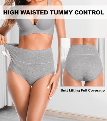 OLIKEME High Waisted Underwear for Women Tummy Control Full Coverage Cotton Ladies Panties Soft Stretch Briefs3