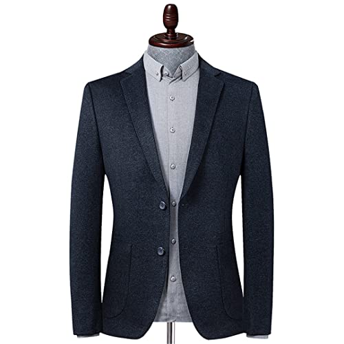 Autumn Winter Men Casual Blazer Jacket Woolen Slim Fit Solid Suit Coat2