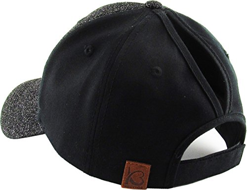 Image of Classic Plain Ponytail Messy High Bun Headwear Adjustable Cotton Trucker Mesh Glitter Hat Baseball Cap