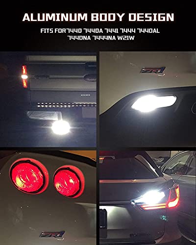 Image of SEALIGHT 7440 7443 LED Bulb, 6000K Bright White 3000LM for 7441 992 T20 W21W 7444 LED Replacement Bulbs for Backup Reverse Lights, Turn Signal Lights, Brake Lights, Reverse Tail Lights, Pack of 2