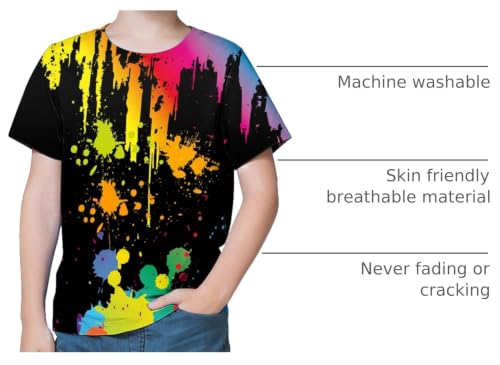 Image of LAIDIPAS Boys Girls 3D Graphic T-Shirt Short Sleeve Tops Tees 6-16 Years | Kids Crewneck Shirts, Vibrant Color, Lightweight and Quick Dry, Trendy Outfits for School, Parties, vacation and Daily Wear