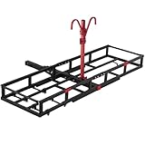 Hitch-Mount Bike Rack for Ebike Heavy-Duty - Comes with Cargo Carrier Fits 2 Electric Fat-Tire Mountain Bicycles Fits 2' Receiver for Car Trailer SUV Truck RV Minivan (Red)