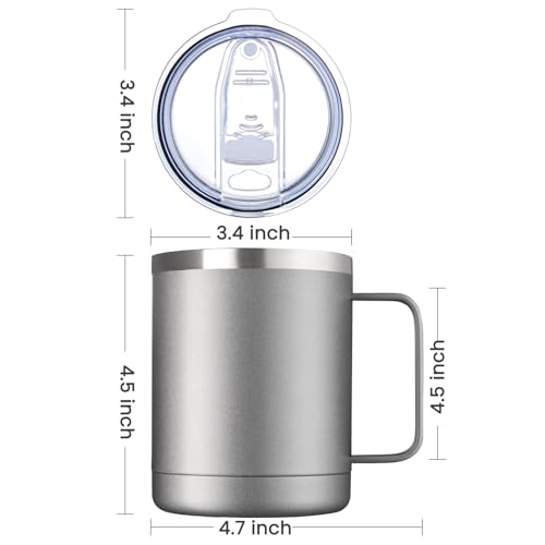 Image of MEWAY 12oz /1Pack Double Wall Vacuum Insulated Travel Mug With Handle, Stainless Steel Tumbler with Lid, Durable Powder Coated Insulated Coffee Cup for Cold & Hot Drinks (Cold Grey, 1 pack)