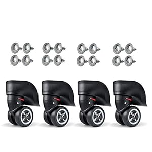 WZOED bagage koffer wiel reserve assen reiskoffer rol transportwielen OD 49 mm schroeven reparatieelement, zwart 4 stuks.