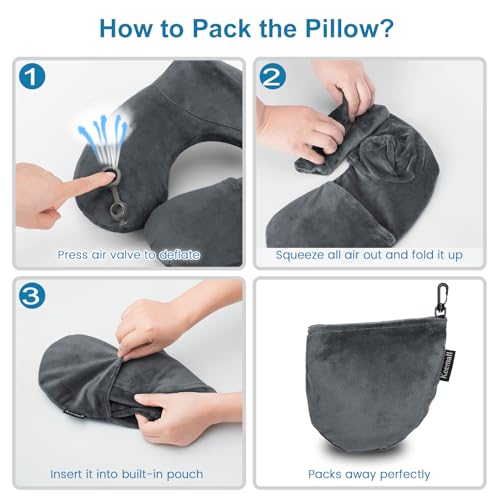 Image of Keemall Inflatable Neck & Shoulder Travel Pillow for Airplane Naps | Easy Blow Up Neck & Shoulder Support Cushion, Comfortable Rest for Air Traveling, Long Flight, Car, Office Nap & Camping