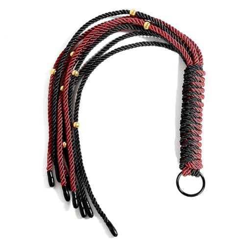 hehuanbj Rope Flogger Horse Whip Hand-Woven Hemp Rope Horse Training Whip Metal Ring 63cm/24.8inch