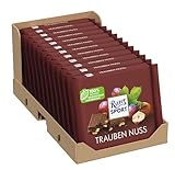 RITTER SPORT-Raisins Noisettes Tablette 100 g, Chocolat au lait -A emporter partout-Boite ...
