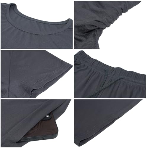 SotRong Summer 2 Piece Outfits Women Lounge Wear Sets Ruched Short Sleeve Crop Tops and High Elastic Waisted Wide Straight Leg Pants Tracksuit Activewear Casual Leisure Wear Sets - Image 7