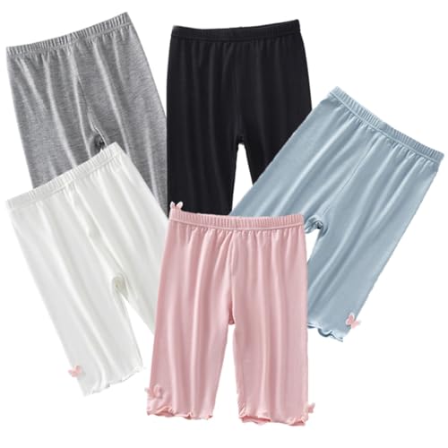 5 Pack of Kids Teen Girls Multi-Color Breathable Comfy Under Dress Shorts Cotton Shorts