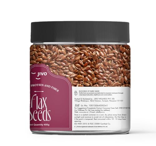 Image of Jivo Flax Seeds | Raw Alsi Seeds for Smoothies, Hair Growth, Baking & More | Rich in Omega-3, Fiber, Protein & Essential Nutrients | 100% Natural, Vegan, Gluten-Free for Optimal Health - 400g