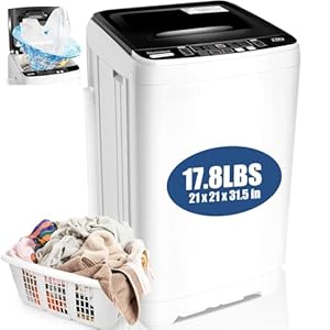 Nictemaw Portable Washing Machine 17.8Lbs Capacity Portable Washer 2.3 Cu.ft Full-Automatic Compact Laundry Washer With Drain Pump,10 Wash Programs 8 water levels with LED display Ideal for Home