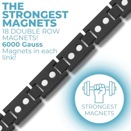 Willis Judd Mens Titanium Magnetic Bracelet With Blue Carbon Fiber Adjustable In Gift Box - Image 4