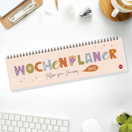 Design Wochenquerplaner 2025: Wochenkalender in frischen Farben zur Übersicht bei der Planung aller wichtigen Termine. Tischkalender für Büro und zu ... Platz für Notizen. (Tisch-Querplaner Heye)
