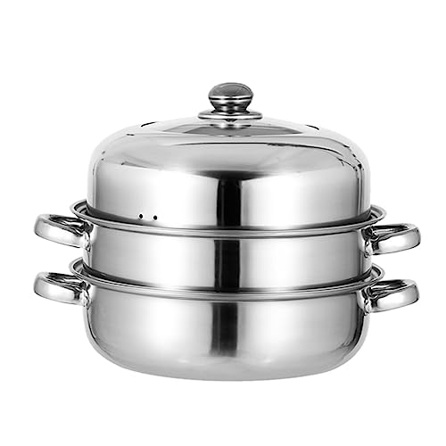 BATHVEVE 1 Pieza Olla de Vapor Inoxidable Multifuncional Tapa Alta y Asa para Cocción al Vapor y Sopa Capacidad Accesorios