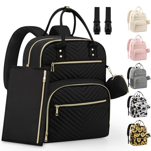 Image of Pritent Diaper Bag Backpack,Baby Essentials Diapers Bag with Pacifier Case,Multipurpose Stylish Large Capacity Travel Backpack for Baby Girl/Boy(L-Black)