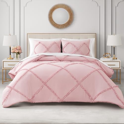 Image of Juicy Couture Diamond King Comforter Set - Ruffle 3-Piece Machine Washable Reversible Bedding Comforter Set, Light Pink