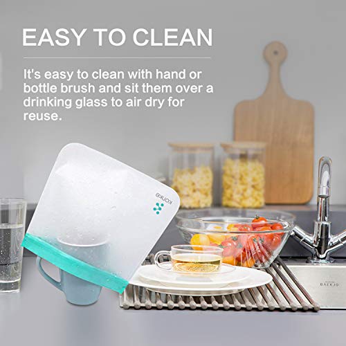 10 Pack Reusable Food Storage Bags - Leakproof Freezer Bag(6 Reusable Medium Bags + 4 Reusable SmallBags) Extra Thick Leakproof Silicone and Plastic Free Ziplock Lunch Bags Food Storage Freezer Safe - Thumbnail 3