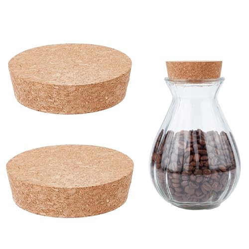 NICENEEDED Couvercles en Liège en Bois pour Bocaux Bouchons de Bouteille de Vin en Liège Conique de Grande Taille Bouchon de Rechange en Bois à Tête Plate