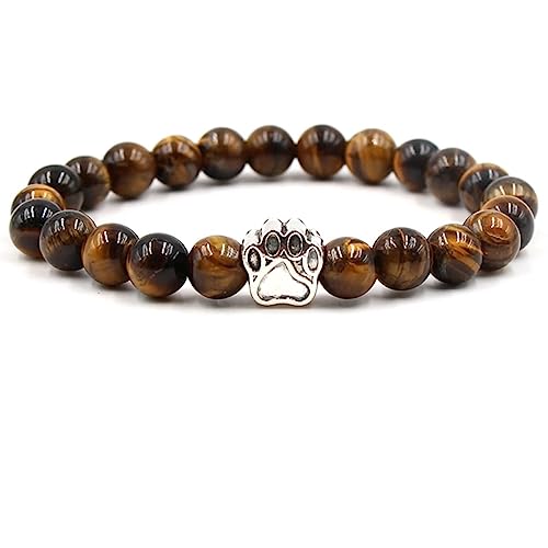 Bracelet en pierre naturelle 8mm avec pendentif patte pour couple YSJNHX