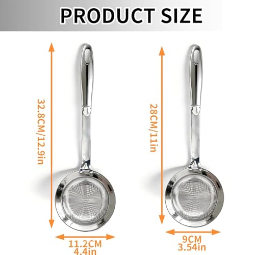 Image of Stainless Steel Colander, 2024 Upgrade Extra Fine Mesh Strainer with Handle, Oil Filter Food Strainer, Kitchen Gadget (Small+Large)