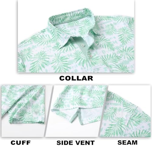 Image of M MAELREG Mens Golf Shirt Short Sleeve Dry Fit Print Moisture Wicking Performance Patterns Collared Polo Shirt