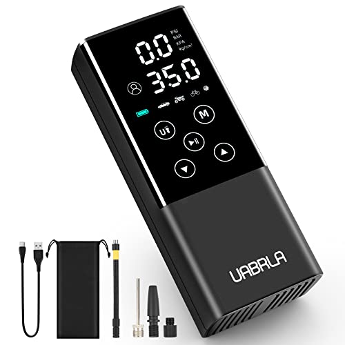 UABRLA Tire Inflator Portable Air Compressor, 150PSI Cordless Tire Pump with Pressure Gauge, Electric Air Pump with and Stylish Touch Screen, Smart Tire Inflator for Bike Motorcycle Car Tires Ball