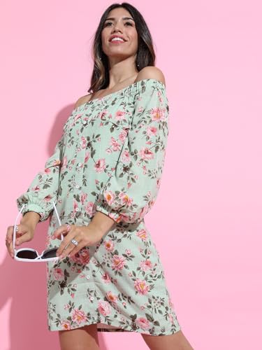 Image of Tokyo Talkies Women's Dresses for Women | Floral Print | Short Dress | Strap Sleeves | Elegant & Trendy | Western