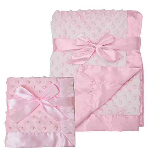Image of American Baby Company Heavenly Soft Chenille Blanket Set, Receiving Blanket (30" x 40") & Security Blanket (14" x 14"), Warm and Cozy, Pink, for Girls