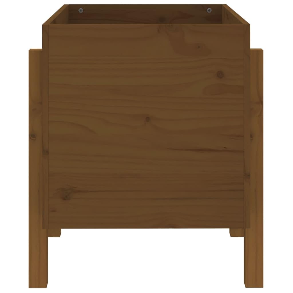 Homgoday Sadzarka z grillem do ogrodu, brązowa sadzarka ogrodowa 62 x 50 x 57 cm lite drewno sosnowe, sadzarka grillowana do ogrodu, donica na zewnątrz, donica balkonowa