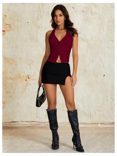 MakeMeChic Women's Halter Top Sleeveless Twist Front Going Out Tops Summer Shirt4