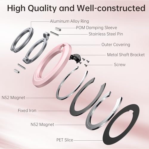 Image of SYNCWIRE Magnetic Phone Ring Holder, for MagSafe Phone Grip Stand Kickstand | Double-Sided Magnet, Removable Hands Free, Cell Phone Finger Grip, for iPhone 17 16 15 14 13 12 Pro Max, MagSafe Accessories
