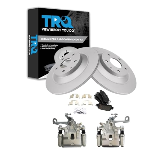 Image of TRQ Rear Brake Pad and Rotor Set Ceramic G Coated Rotors Calipers