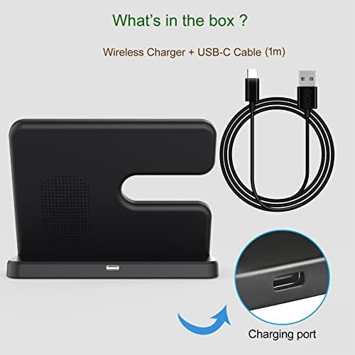Samsung 3 in 1 Wireless Charging Station, Wireless Charger for Galaxy S22 Ultra S21+ S20 FE S10 Note 20/10/9 Z Filp Fold 4 3, Watch 5 Pro/4 Classic/3/Active 2 Gear S4 S3 Sport, Buds 2/Pro/Live (Black)