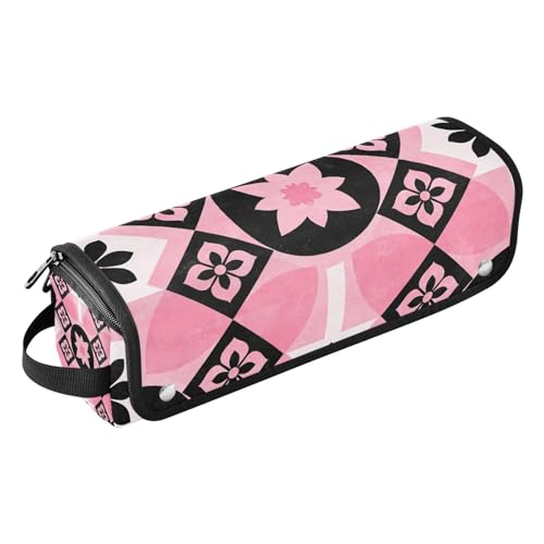 Bolso de viaje para herramientas de cabello con tapete resistente al calor para planchas, rizadores y secadores - Negro y rosa miniatura 1