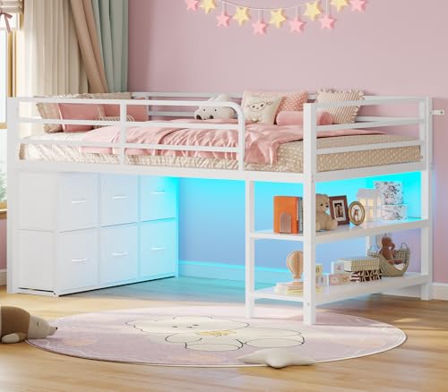 BTHFST Low Loft Bed with Storage