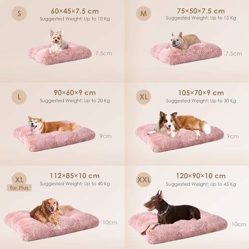 EHEYCIGA Flauschig Hundebett Grosse Hunde XXL, 120x90cm, Hundekissen Waschbar, Kuschelig rutschfest Hundematte mit Langem Plüsch, Rosa