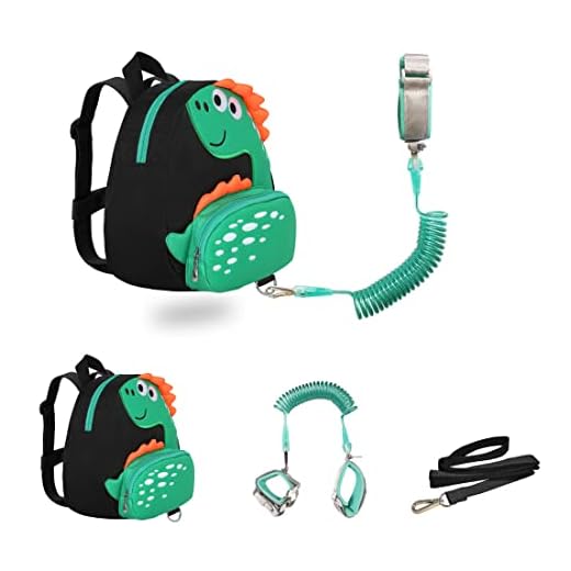 JIANBAO Dinosaur Toddler Backpacks with Leashes Anti Lost Wrist Link for 1.5 to 3 Years Kids Girls Boys Safety (Dinosaur, Black)