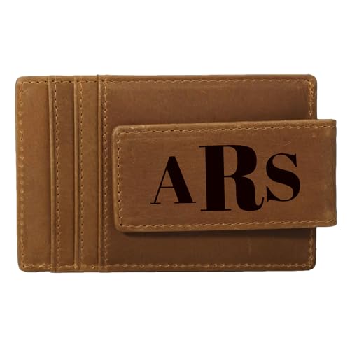 Personalized Leather Magnetic Money Clip Wallet Custom Engraved Slim Front Pocket Card Holder for Men RFID Blocking Minimalist Gift for Him Father's Day Groomsmen