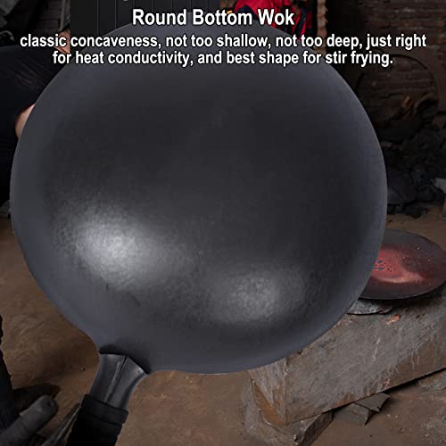 Wok de Hierro Fundido Negro 34 cm con Mango de Goma miniatura 3