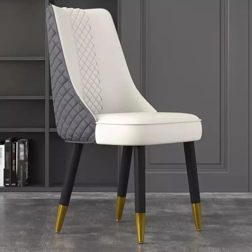 Image of Dream Furnishing - Set of 2 Dinning Chairs Elegant & Luxury Looks Strong Metal Frame Legs for Home Cafe Office Hotel (Dark Grey-Ivory Set of 2)