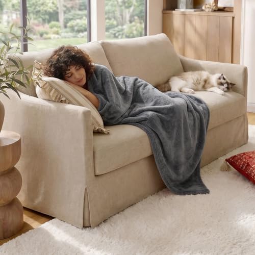 CozyLux Kuscheldecke Flauschig Decke 150x200 - XL Flanell Kuscheldecke 150x200, Weiche Sofa Decke, Warme Fleecedecke Wohndecke für 4 Jahreszeiten, Leicht Sofa Überwurf, Blanket 150x200 cm, Grau