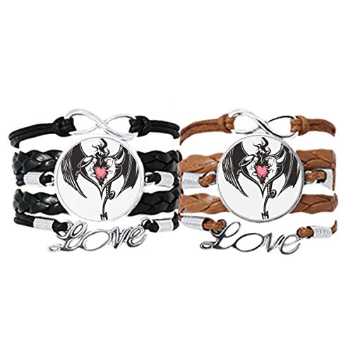 Bracelet amour couple cuir corde DIYthinker ailes brisées