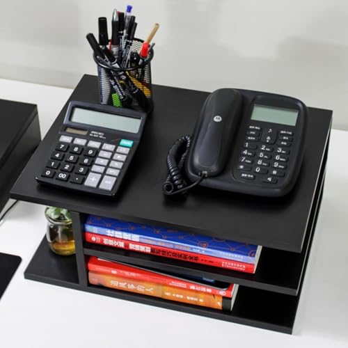 DancJulieプリンター台 卓上 2段機台 幅40cm*奥行30cm*高さ17cm 収納棚オフィス 家庭用 ホーム 部屋 収納用 (ブラック)