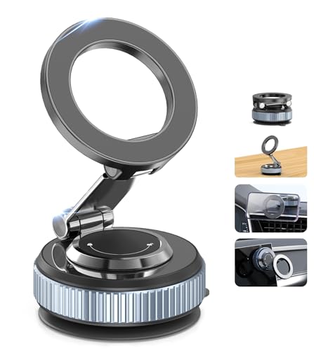 Gahenwo Support Téléphone Voiture Magnétique pour Magsafe, Accessoire Auto 360° Rotatif et Pliable avec Anneau Magnétique, Support Tableau de Bord...