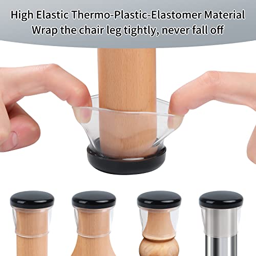 Ezprotekt 2 inch Round-transparent Furniture Cups Chair Leg Caps, Chair Leg Covers Smooth Moving Chair Feet Protectors - Image 4