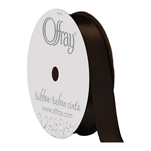 Image of Offray Berwick 5 /8 inch Single Face Satin Ribbon, Brown, 6 Yds