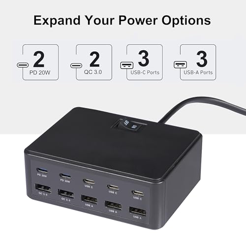 150W 10-Port USB Charger - Fast Multi Port USB 10-Ports Charging Hub with Switch Control - Compatible with iPhone 15/14/13/12, Galaxy S23/S22/S21, Note 20 Ultra and More - Image 6