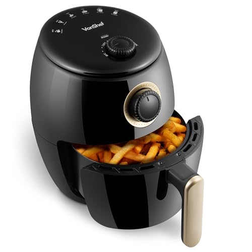 VonShef 2L Compact Air Fryer with Removable Non-Stick Frying Rack, Rapid Air Circulation, 30 Minute Timer, 1000W, Single Person, Small Household Air Fry Oven - Heats from 80-200°C VonShef 2L Compact Air Fryer with Removable Non-Stick Frying Rack, Rapid Air Circulation, 30 Minute Timer, 1000W, Single Person, Small Household Air Fry Oven - Heats from 80-200°C