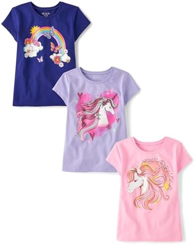 The Children's Place Girls Unicorns,Butterfly Short Sleeve Graphi...